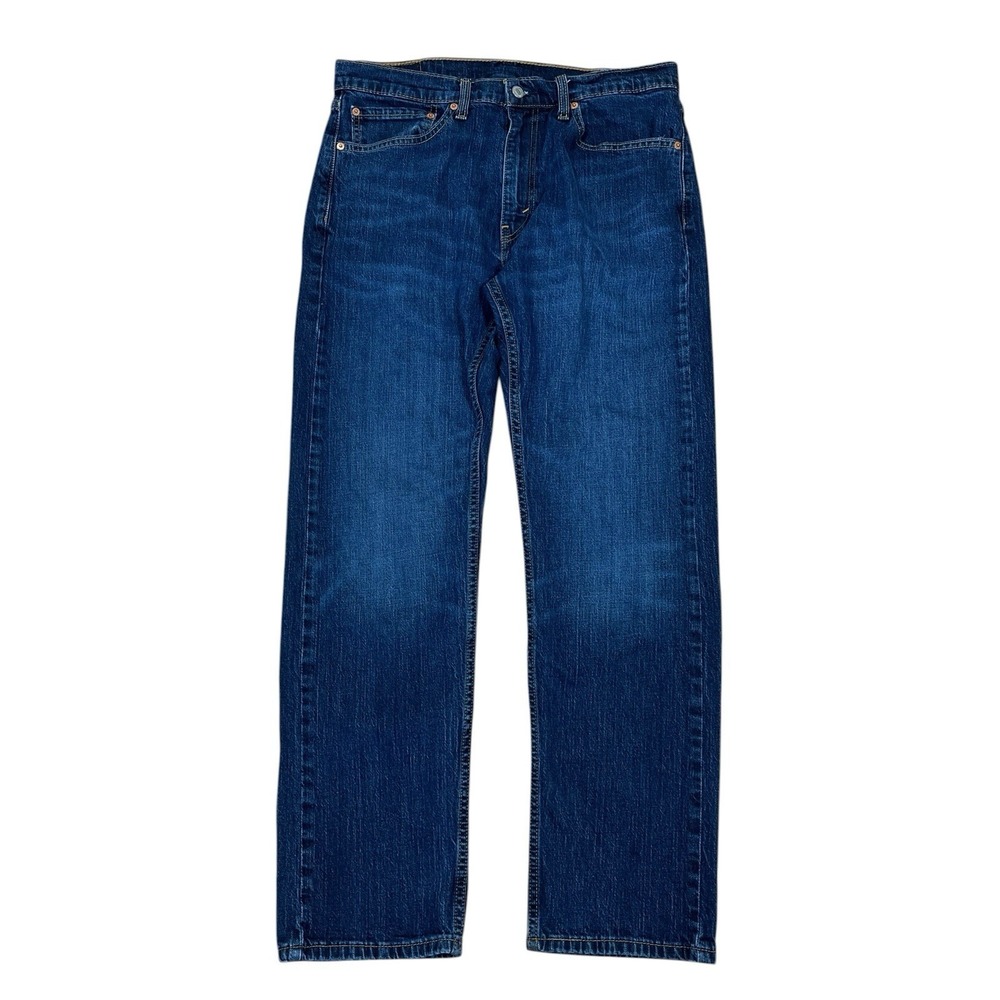 Levis 505 Regular Straight Jeans Mens 34x32 (Fits 34x31) Dark Wash Blue Denim